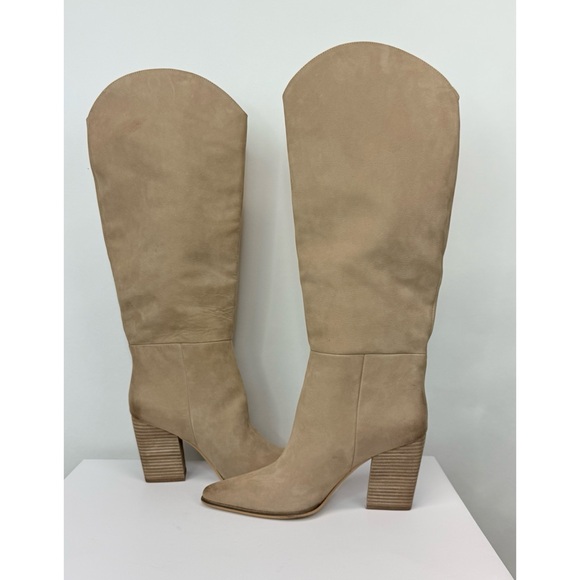 New Steve Madden Croft Pointed Toe Taupe Heeled Tall Western Suede Boots 9.5 - Picture 8 of 11